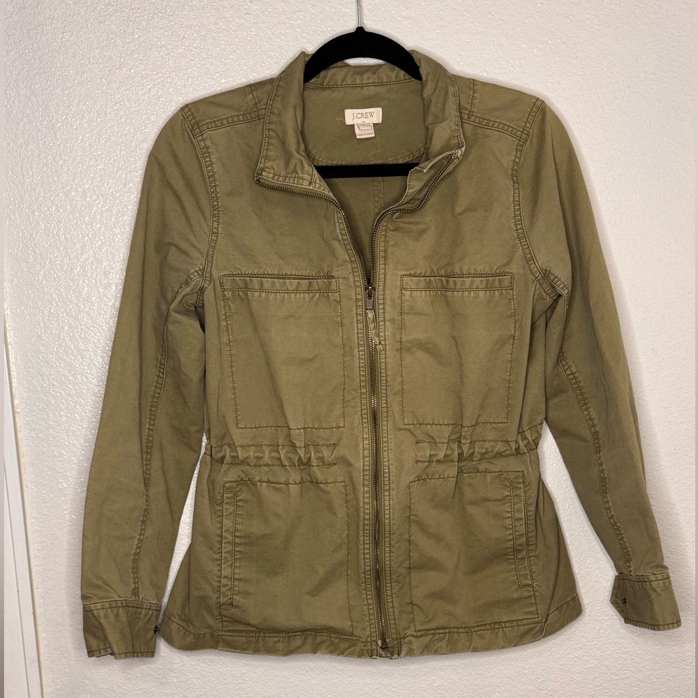 J. Crew Women's Green Utility‎ Field Jacket Size S Cargo Pockets Military Style